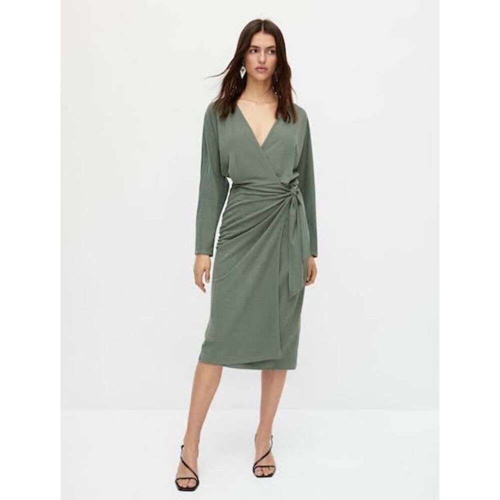 NWOT Massimo Dutti Sage Green Wrap Dress, Size M